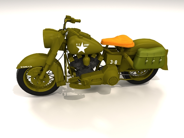Harley-Davidson army motorcycle 3d rendering