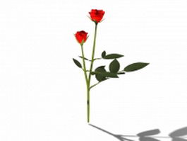 Red rose flowers 3d preview