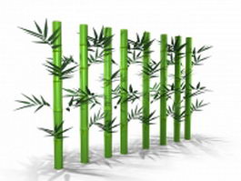 Bamboo stems with leaves 3d model preview