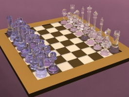 Crystal chess set 3d model preview