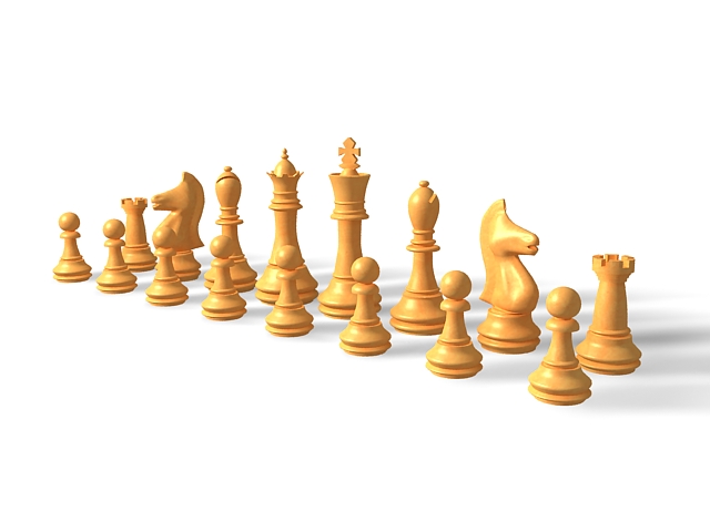 Chess pieces 3d rendering