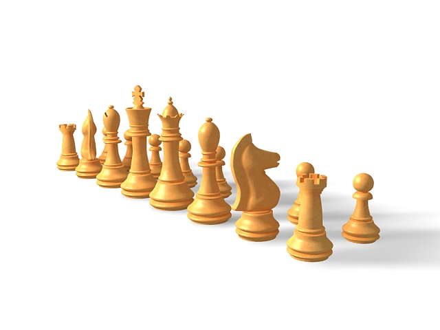 Chess pieces 3d rendering