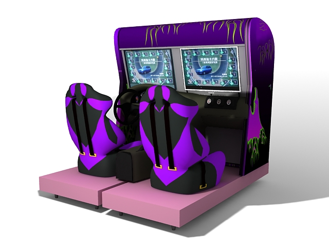 Car racing arcade games machines 3d rendering