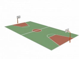 Outdoor basketball court 3d model preview