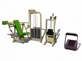 Gym equipment collection 3d model preview