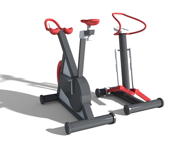 Stationary bike and stepper 3d rendering
