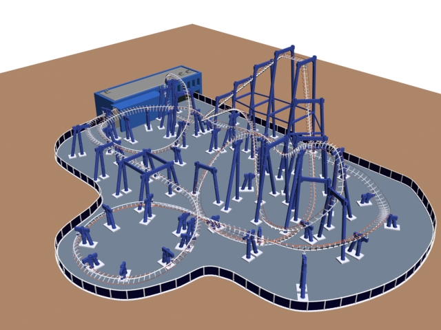 Amusement park roller coaster 3d rendering