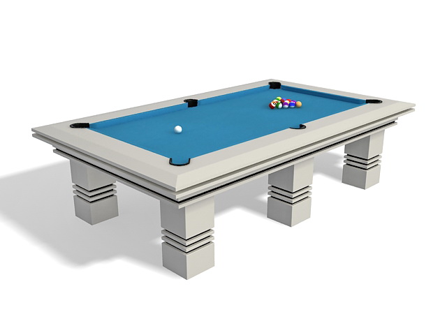 Pool table with balls 3d rendering