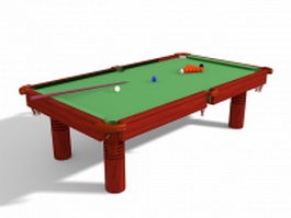 Pool table with equipment 3d model preview
