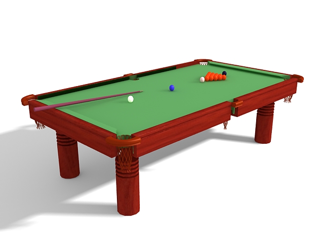 Pool table with equipment 3d rendering