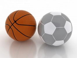 Basketball and soccer ball 3d model preview