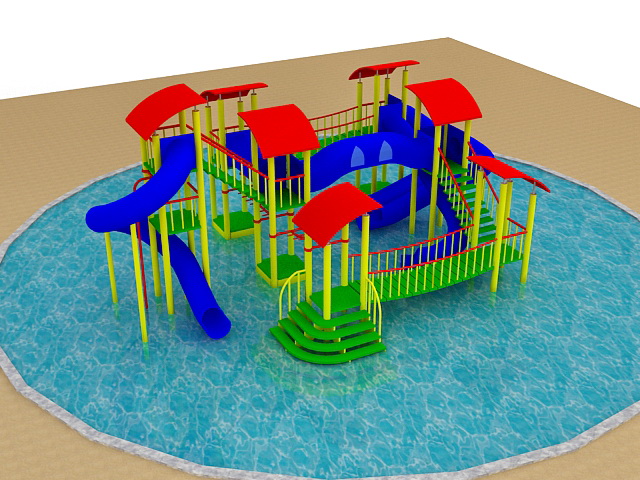 Small pool water park 3d rendering