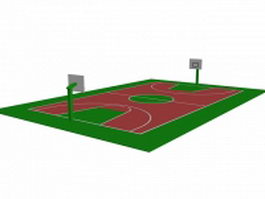 Basketball court 3d model preview