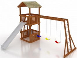 Garden wooden playhouse 3d model preview