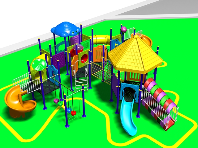 Playground amusement park 3d rendering