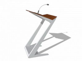 Office lectern with microphone 3d model preview
