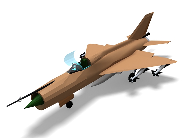 MiG-21 Fishbed fighter aircraft 3d rendering