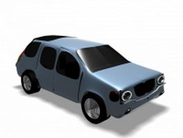 Blue cartoon car 3d model preview