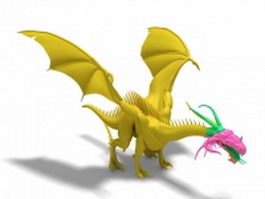 Golden dragon 3d model preview