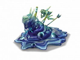 Blue slime creature 3d model preview