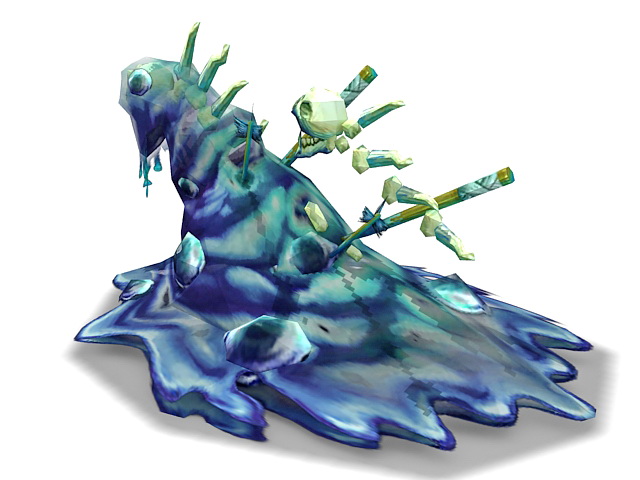 Blue slime creature 3d rendering