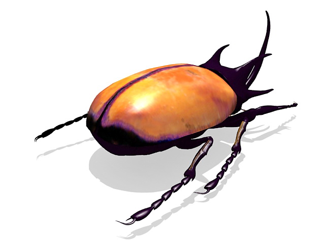 Golden stag beetle 3d rendering