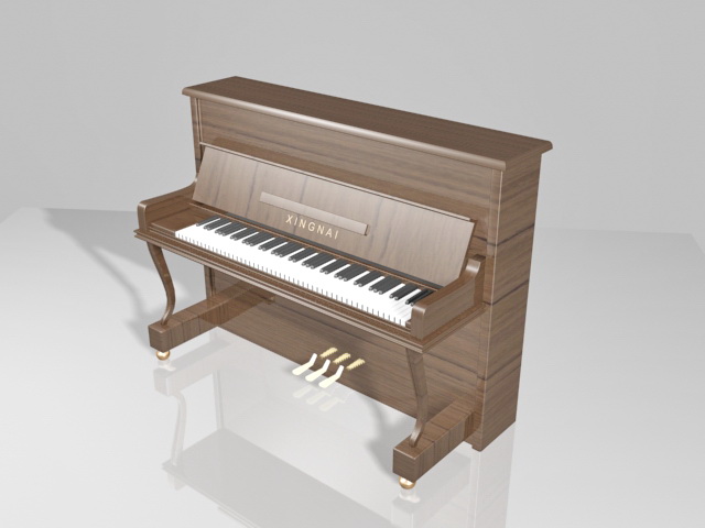Upright piano 3d rendering