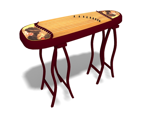 Chinese zither 3d rendering