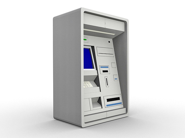 Cash machine 3d rendering