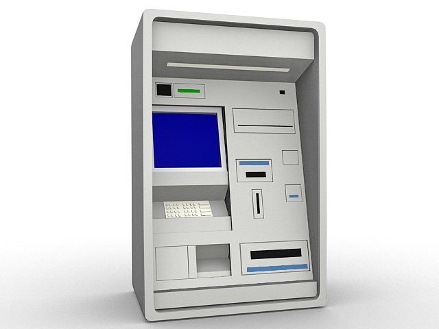 Cash machine 3d rendering
