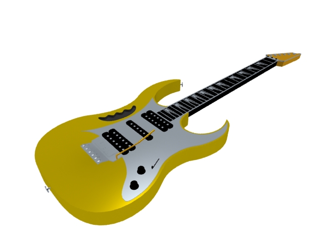 Yellow bass guitar 3d rendering