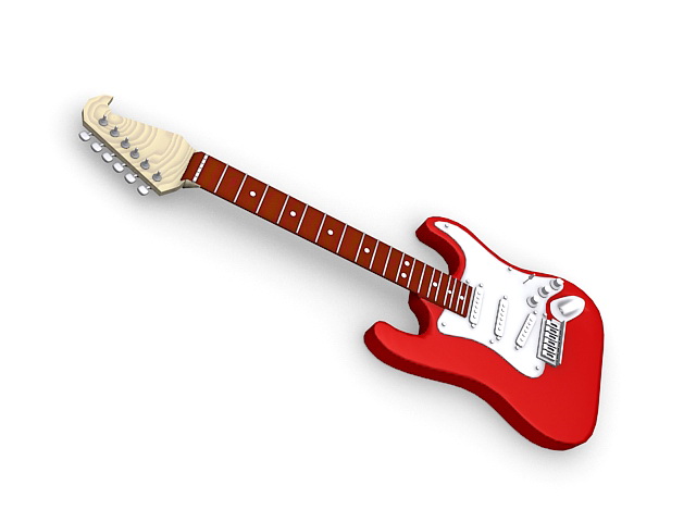 Fender electric guitar 3d rendering