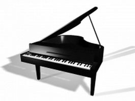 Black grand piano 3d model preview