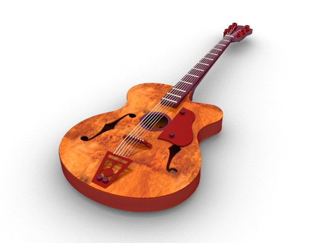 Vintage acoustic guitar 3d rendering