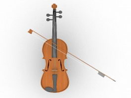 Violin with bow 3d preview