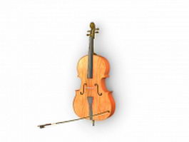 Cello with bow 3d model preview