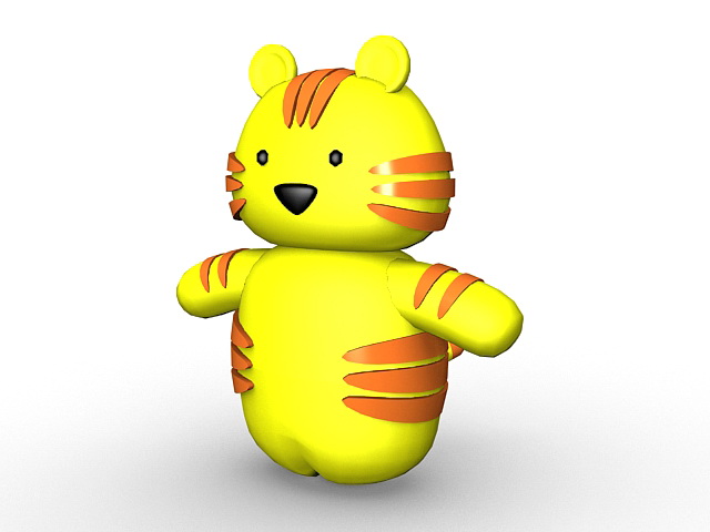 Cartoon tiger toy 3d rendering