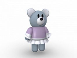 Baby girl teddy bear 3d model preview