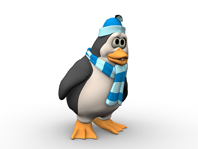 Old penguin cartoon 3d model 3ds Max files free download - modeling