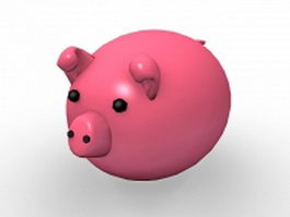 Pink pig cartoon 3d model preview