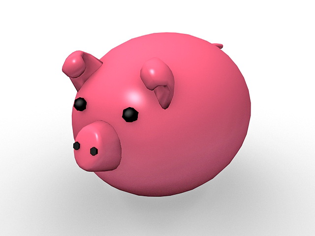 Pink pig cartoon 3d rendering