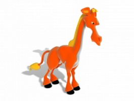 Orange giraffe cartoon 3d model preview