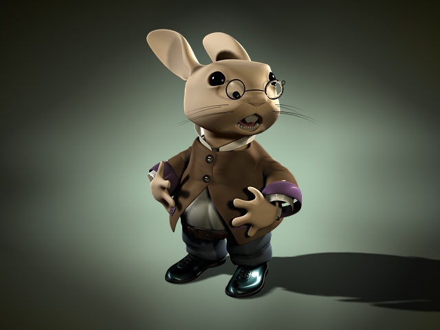 Professor rabbit animation rig 3d rendering