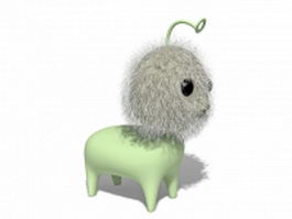 Plush cute monster stuffed animal 3d model preview