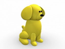 Yellow dog cartoon 3d model preview