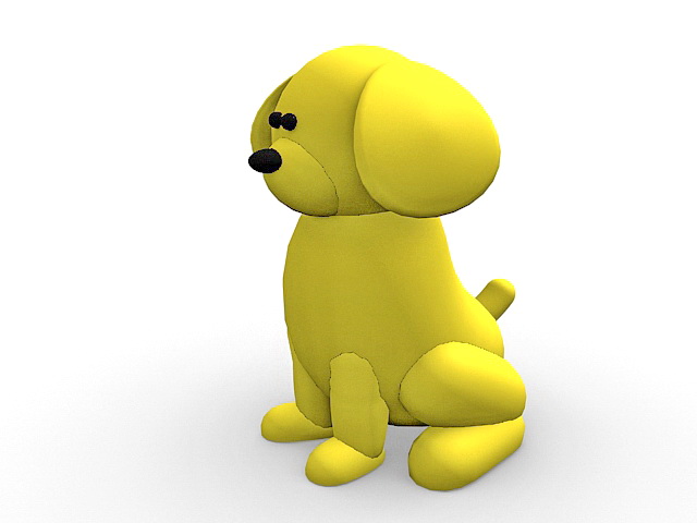 Yellow dog cartoon 3d rendering