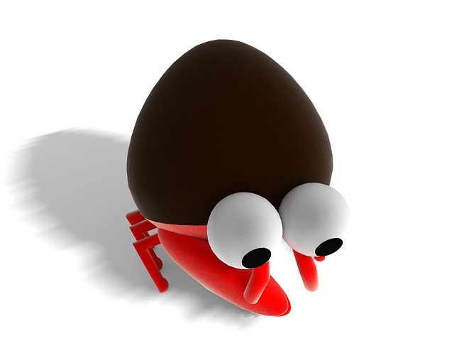 Cartoon hermit crab 3d rendering