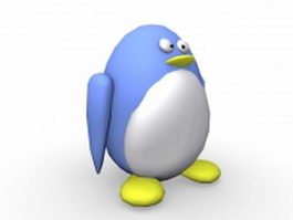 Blue penguin cartoon 3d model preview