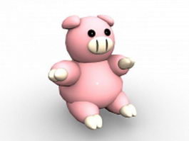 Cute pig cartoon character 3d model preview