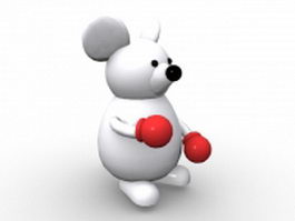 White mouse cartoon character 3d model preview